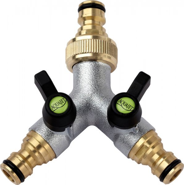 2 Way Manifold Brass QR Adaptor In / Out